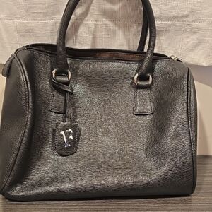 Furla Dark Blue Textured Satchel